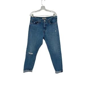 Levi’s Premium Wedgie Jeans Button Fly Raw Hem Distressed Size 31